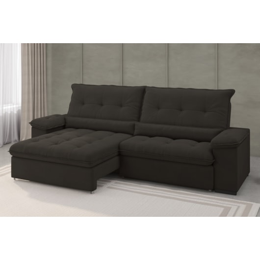 Sofá Alion 2,15m Retrátil/Reclinável Suede Marrom - Xflex Sofas