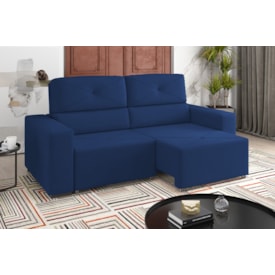 Sofá Araguaia 2,15m Retrátil/Reclinável Suede Azul - XFlex Sofás