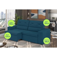 Sofá Arinos 2,30m Retrátil/Reclinável Suede Azul - XFlex Sofas