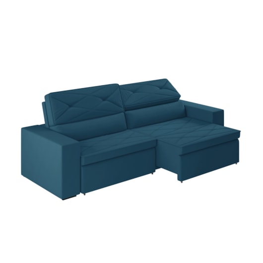 Sofá Arinos 2,30m Retrátil/Reclinável Suede Azul - XFlex Sofas