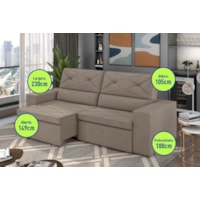 Sofá Arinos 2,30m Retrátil/Reclinável Suede Capuccino - XFlex Sofas