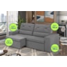 Sofá Arinos 2,30m Retrátil/Reclinável Suede Cinza - XFlex Sofas