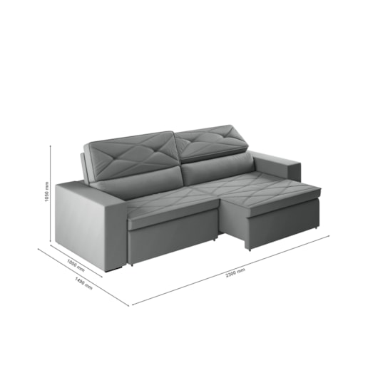 Sofá Arinos 2,30m Retrátil/Reclinável Suede Cinza - XFlex Sofas