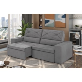 Sofá Arinos 2,30m Retrátil/Reclinável Suede Cinza - XFlex Sofas