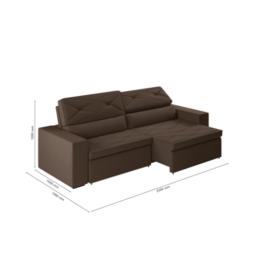 Sofá Arinos 2,30m Retrátil/Reclinável Suede Marrom - XFlex Sofas