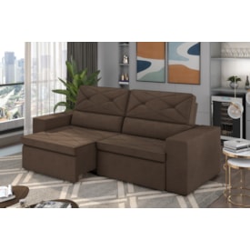 Sofá Arinos 2,30m Retrátil/Reclinável Suede Marrom - XFlex Sofas