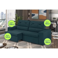 Sofá Arinos 2,30m Retrátil/Reclinável Suede Petróleo - XFlex Sofas