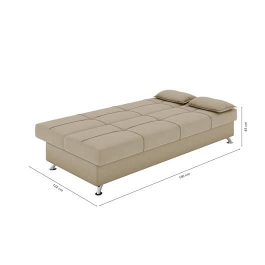 Sofá Cama Guaporé 1,90m Suede Capuccino - XFlex Sofás