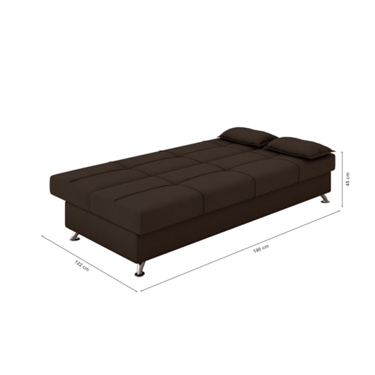 Sofá Cama Guaporé 1,90m Suede Marrom - XFlex Sofás