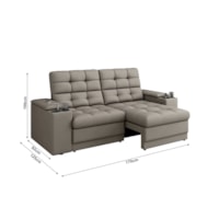 Sofá Confort Premium 1,70m Retrátil/Reclinável porta copos e USB Suede Capuccino - XFlex Sofas