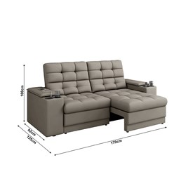 Sofá Confort Premium 1,70m Retrátil/Reclinável porta copos e USB Suede Capuccino - XFlex Sofas
