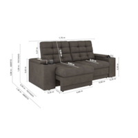Sofá Confort Premium 1,70m Retrátil/Reclinável porta copos e USB Suede Capuccino - XFlex Sofas
