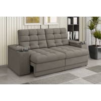 Sofá Confort Premium 1,70m Retrátil/Reclinável porta copos e USB Suede Capuccino - XFlex Sofas