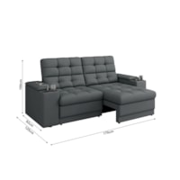 Sofá Confort Premium 1,70m Retrátil/Reclinável porta copos e USB Suede Cinza - XFlex Sofas