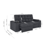 Sofá Confort Premium 1,70m Retrátil/Reclinável porta copos e USB Suede Cinza - XFlex Sofas