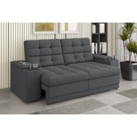 Sofá Confort Premium 1,70m Retrátil/Reclinável porta copos e USB Suede Cinza - XFlex Sofas