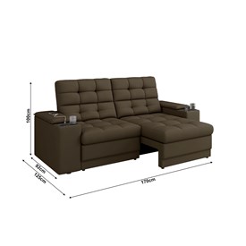 Sofá Confort Premium 1,70m Retrátil/Reclinável porta copos e USB Suede Marrom - XFlex Sofas