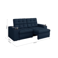 Sofá Confort Premium 1,70m Retrátil/Reclinável porta copos e USB Suede Petróleo - XFlex Sofas