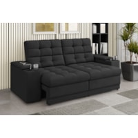 Sofá Confort Premium 1,70m Retrátil/Reclinável porta copos e USB Suede Preto - XFlex Sofas