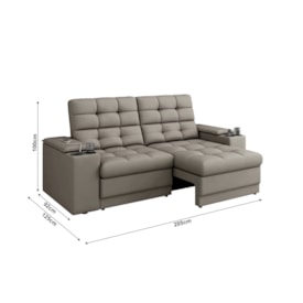 Sofá Confort Premium 2,05m Retrátil/Reclinável porta copos e USB Suede Capuccino - XFlex Sofas