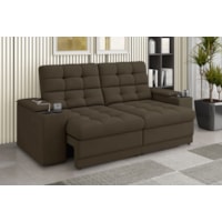 Sofá Confort Premium 2,05m Retrátil/Reclinável porta copos e USB Suede Marrom - XFlex Sofas