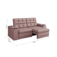 Sofá Confort Premium 2,05m Retrátil/Reclinável porta copos e USB Suede Nude - XFlex Sofas