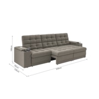 Sofá Confort Premium 2,30m Retrátil/Reclinável porta copos e USB Suede Capuccino - XFlex Sofas