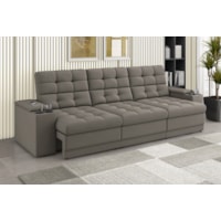 Sofá Confort Premium 2,30m Retrátil/Reclinável porta copos e USB Suede Capuccino - XFlex Sofas