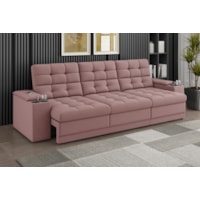 Sofá Confort Premium 2,30m Retrátil/Reclinável porta copos e USB Suede Nude - XFlex Sofas