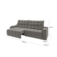 Sofá Connect Premium 2,00m Retrátil/Reclinável com porta copos e USB Suede Cinza - XFlex Sofas