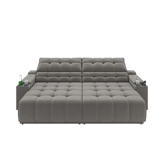 Sofá Connect Premium 2,00m Retrátil/Reclinável com porta copos e USB Suede Cinza - XFlex Sofas