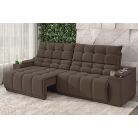 Sofá Connect Premium 2,00m Retrátil/Reclinável com porta copos e USB Suede Marrom - XFlex Sofas