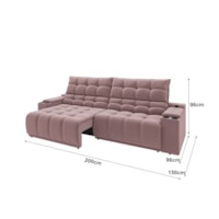 Sofá Connect Premium 2,00m Retrátil/Reclinável com porta copos e USB Suede Nude - XFlex Sofas