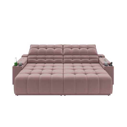 Sofá Connect Premium 2,00m Retrátil/Reclinável com porta copos e USB Suede Nude - XFlex Sofas