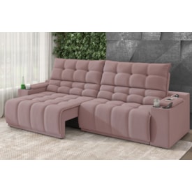 Sofá Connect Premium 2,00m Retrátil/Reclinável com porta copos e USB Suede Nude - XFlex Sofas