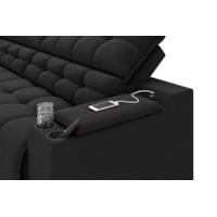 Sofá Connect Premium 2,00m Retrátil/Reclinável com porta copos e USB Suede Preto - XFlex Sofas