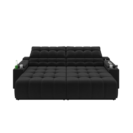 Sofá Connect Premium 2,00m Retrátil/Reclinável com porta copos e USB Suede Preto - XFlex Sofas