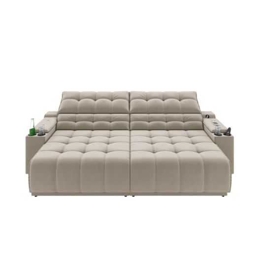 Sofá Connect Premium 2,30m Retrátil/Reclinável com porta copos e USB Suede Areia - XFlex Sofas