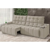 Sofá Connect Premium 2,30m Retrátil/Reclinável com porta copos e USB Suede Areia - XFlex Sofas