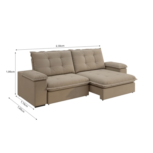 Sofá Fofão Premium 2,30m Retrátil/Reclinável Suede Capuccino - XFlex Sofas