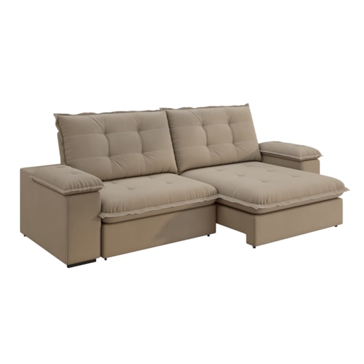 Sofá Fofão Premium 2,30m Retrátil/Reclinável Suede Capuccino - XFlex Sofas