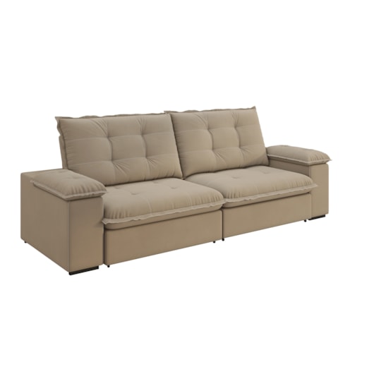 Sofá Fofão Premium 2,30m Retrátil/Reclinável Suede Capuccino - XFlex Sofas