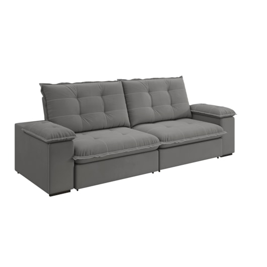 Sofá Fofão Premium 2,30m Retrátil/Reclinável Suede Cinza - XFlex Sofas