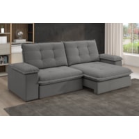 Sofá Fofão Premium 2,30m Retrátil/Reclinável Suede Cinza - XFlex Sofas