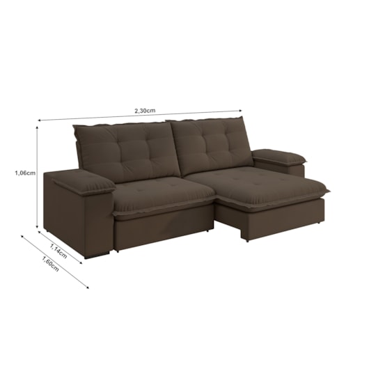 Sofá Fofão Premium 2,30m Retrátil/Reclinável Suede Marrom - XFlex Sofas