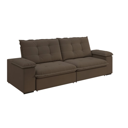 Sofá Fofão Premium 2,30m Retrátil/Reclinável Suede Marrom - XFlex Sofas