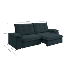 Sofá Fofão Premium 2,30m Retrátil/Reclinável Suede Petróleo - XFlex Sofas
