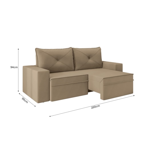 Sofá Miami Premium 2,00m Retrátil/Reclinável Suede Capuccino - XFlex Sofas