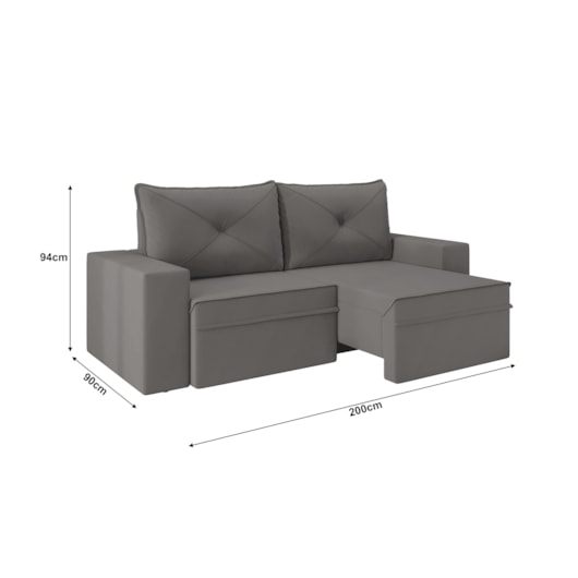 Sofá Miami Premium 2,00m Retrátil/Reclinável Suede Cinza - XFlex Sofas