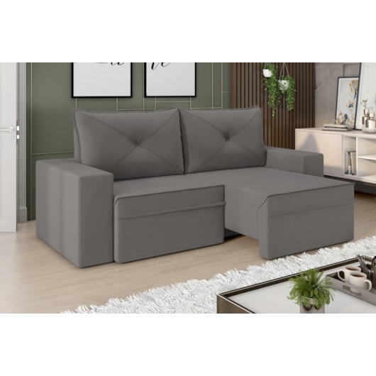 Sofá Miami Premium 2,00m Retrátil/Reclinável Suede Cinza - XFlex Sofas